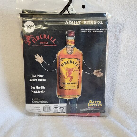 Fireball Whiskey Costume Adult Liquor Bottle Halloween One Sz New Cosplay Party - Picture 1 of 5